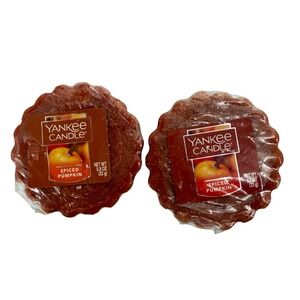 NEW‎ Yankee Candle Disc. Spiced Pumpkin Wax Melt Tart 0.8oz Lot of 2 Orange Fall